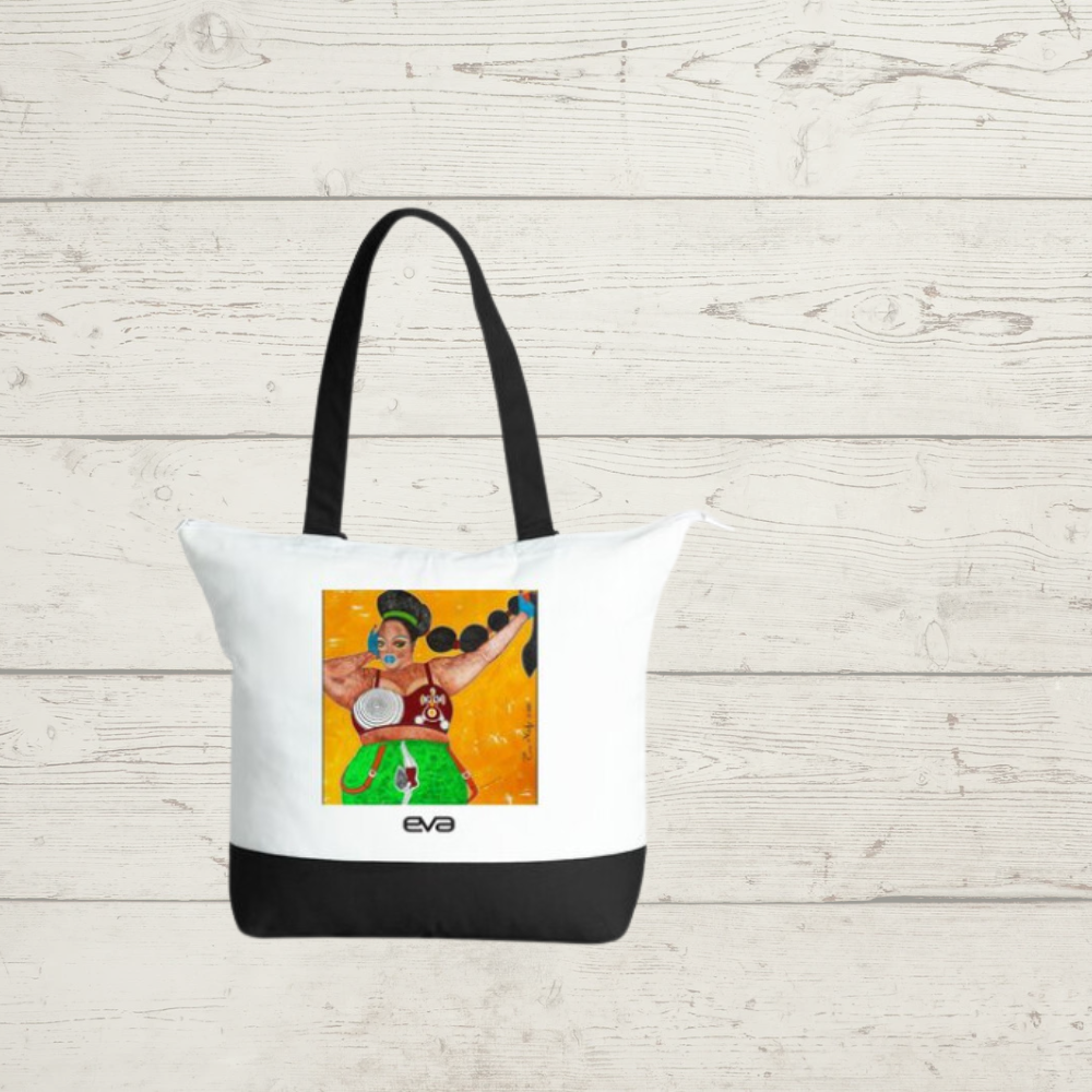 Tote bag / Grand sac fourre-tout zippé en coton Volupté