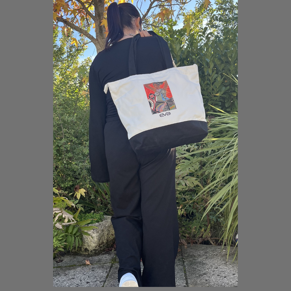 Tote bag / Grand sac fourre-tout zippé en coton Angela