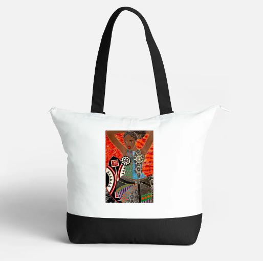 Tote bag / Grand sac fourre-tout zippé en coton Angela