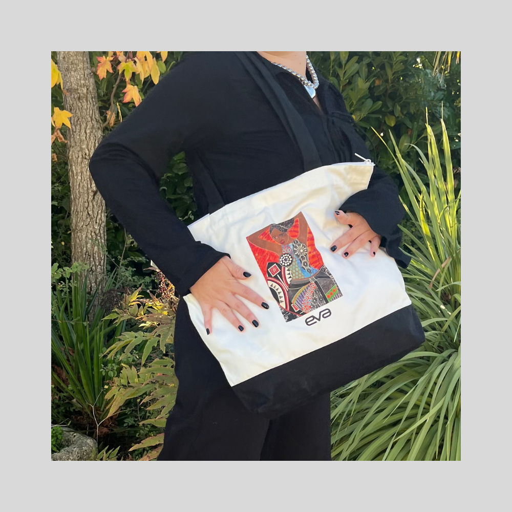 Tote bag / Grand sac fourre-tout zippé en coton Angela