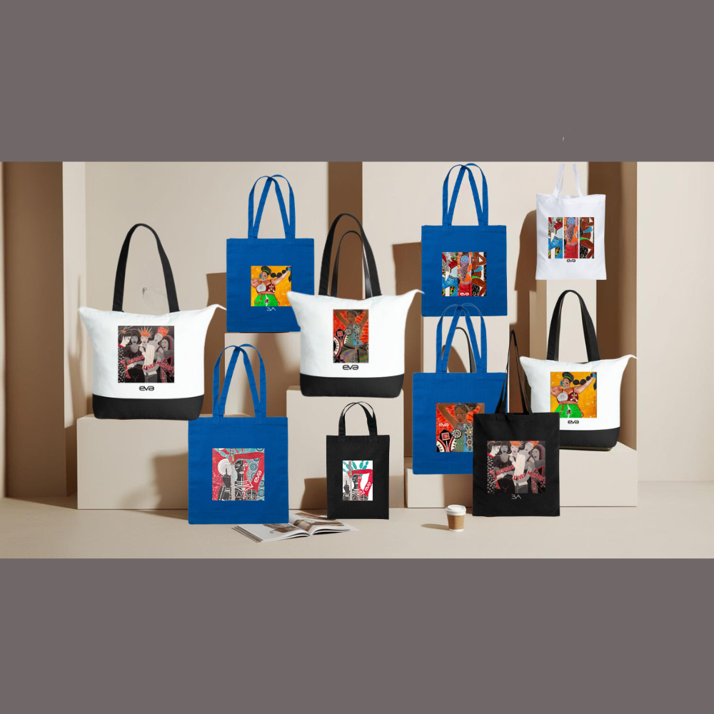 Tote bag / Sac fourre-tout imprimé à l'encre en coton épais Angela