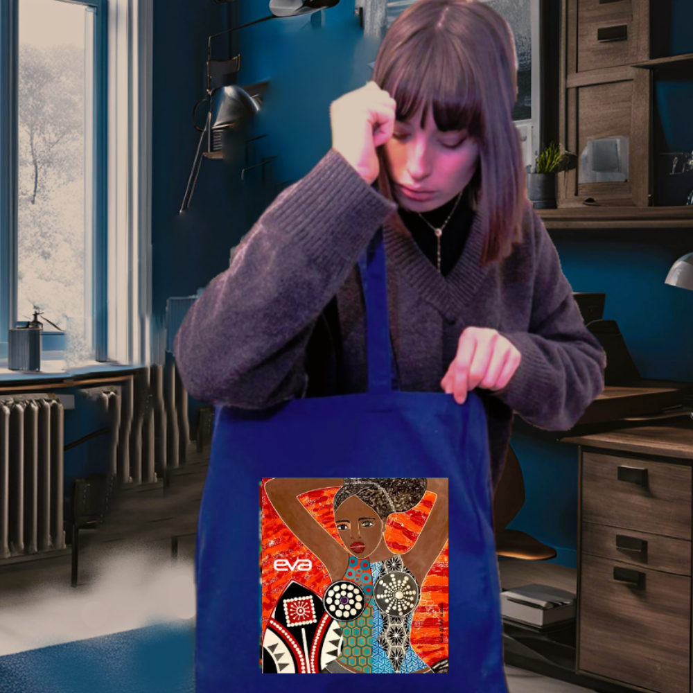 Tote bag / Sac fourre-tout imprimé à l'encre en coton épais Angela